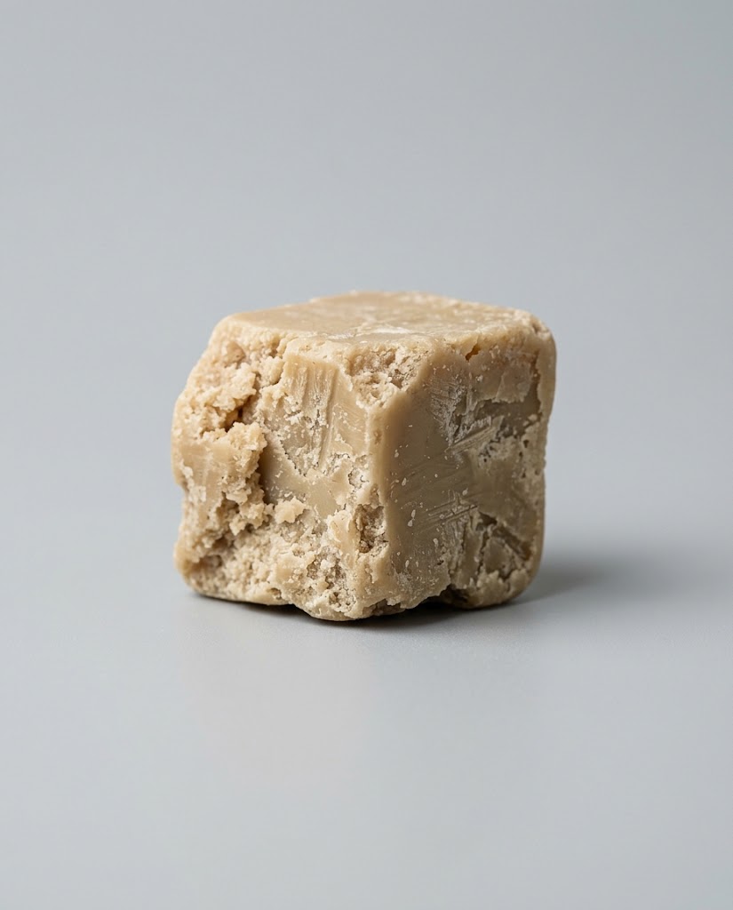 A raw block of beeswax